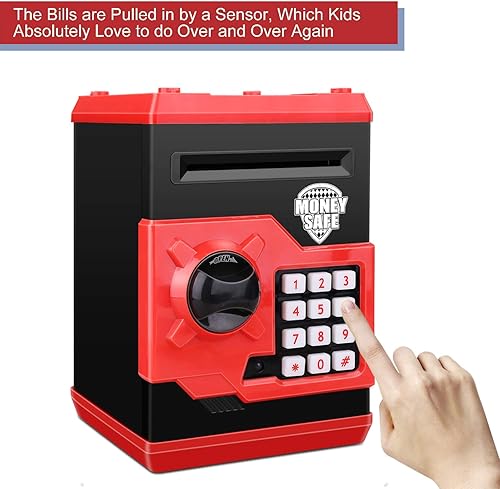 Miniatura 2 de Alcancía de caricatura Caja de seguridad electrónica con contraseña tipo cajero automático Para monedas, enrolla los billetes de forma automática