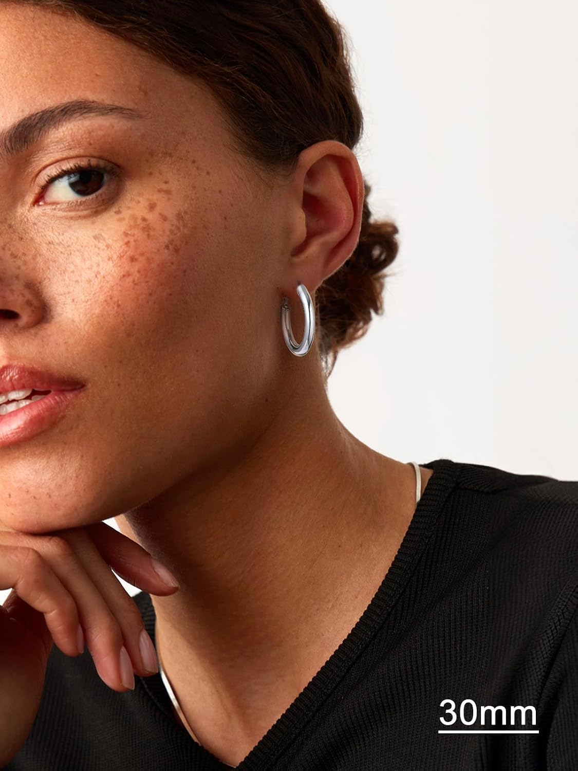 U7 Chunky Hoop Earrings for Women,Stainless Steel/14K Gold Plated/Black Hoop Earrings,20/30/40/60/80mm Thick Huggie Hoops No Tarnish Hypoallergenic Women Earring Jewelry