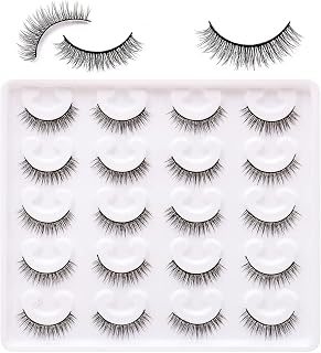Tumzzle Natural Short Wispy Lashes 10 Pairs - 6D Handmade Reusable Fake Eyelashes for Everyday Natural Look, Lightweight & Comfortable