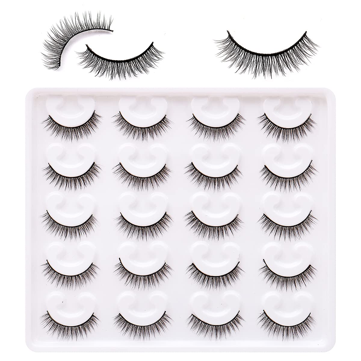 Tumzzle Natural Short Wispy Lashes 10 Pairs - 6D Handmade Reusable Fake Eyelashes for Everyday Natural Look, Lightweight & Comfortable