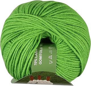 DELFINO Iris Gomitolo 70% Lana e 30% Acrilico - Disponibile in più Colori e Spessori - Filato Colore Verde Acido (185) - 100gr Circa 150 Metri - 100% Made in Italy