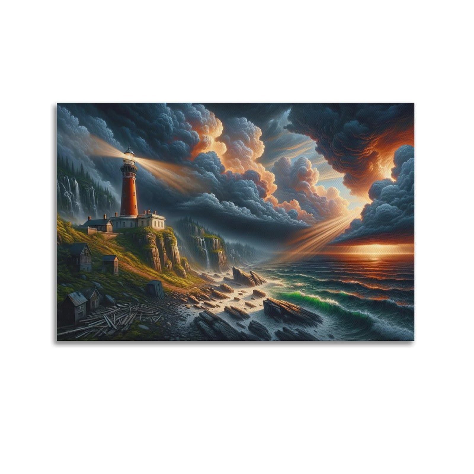 CXHJCA Lighthouse Poster Celestial Signpost Poster Decorative Painting Canvas Wall Posters And Art Picture Print Modern Family Bedroom Decor Posters 20x30inch(50x75cm)