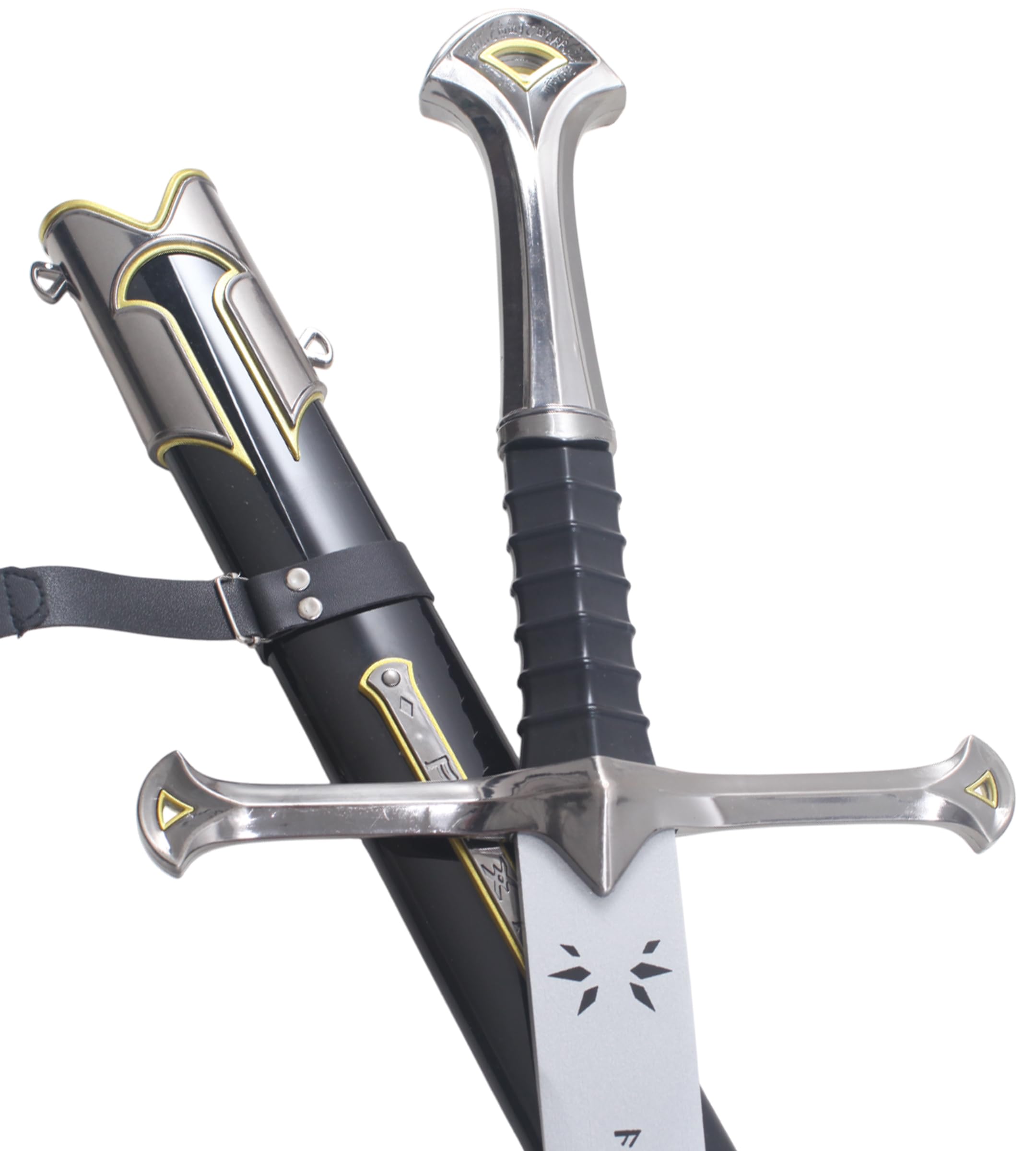 REPLIKSWORD Le Seigneur des Anneaux Epee Anduril en Bois Aragorn Sabre + Fourreau - Lame Decoration Cosplay + Presentoir Inclus