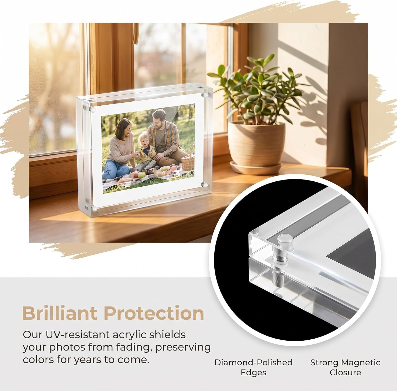 4 Pack Magnet Acrylic Polaroid Picture Frame,2.5"×3.5",10+10mm Thickness