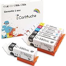 icartouche Compatible Ink Cartridges for Canon PGI-580 XXL CLI-581 XXL (2PGBK 1BK 1C 1M 1Y) Canon PIXMA TR8550 TR7550 TS6150 TS6151 TS6250 TS6350 TS8150 TS8151 TS8250 TS8350 TS8350 0TS91 50 TS9550
