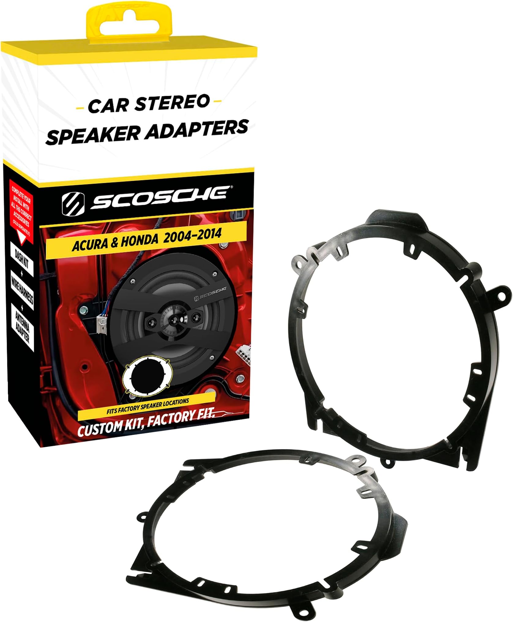 Scosche SAHR6 6.5-6.75โ Speaker Adapters Compatible with Select 2004-14 Acura and Honda Vehicles - 6 1/2" to 6 3/4" Adapter Spacer for Car Door Speakers - Sold in Pairs - See Images for Vehicle List
