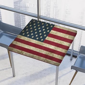 Square Outdoor Tablecloth American Flag Square Fitted Table Cloth with Elastic Waterproof Wipeable Card Table Cover for Dining Party Patio Indoor Outdoor Kitchen Decor fit 46 x 46 Inch