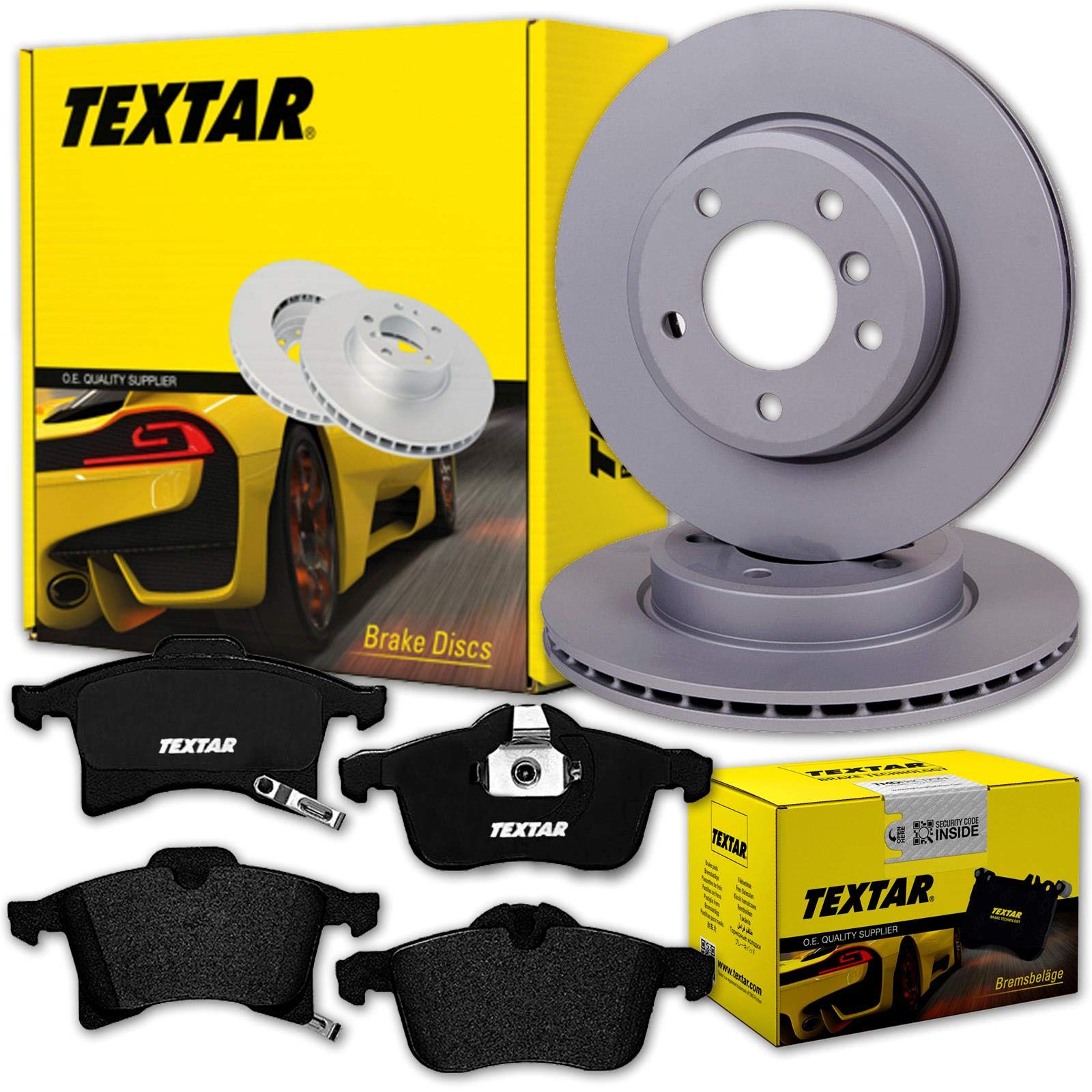 Textar Bremsscheiben + Beläge vorne + hinten | 92091903 + 2383201 + 92092103 + 2341703 passend für Astra H + B