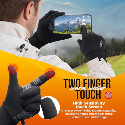 Miniatura 3 de Benirap Guantes de invierno para hombres y mujeres, cálidos para pantalla táctil, resistentes al viento, guantes térmicos para ciclismo, correr,