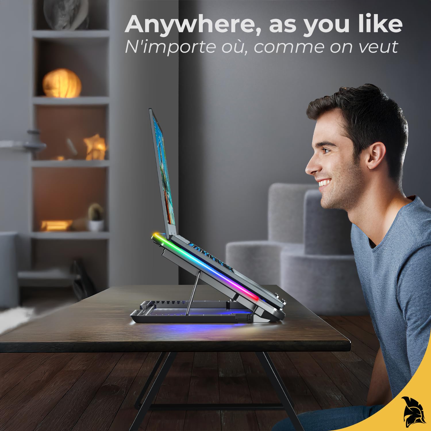 EMPIRE GAMING Guardian C600 chłodziarka do laptopa 12" do 15,6" – 6 wentylatorów – pokrętło prędkości, 7 trybów RGB, 5 regulowanych wysokości, zdejmowany uchwyt