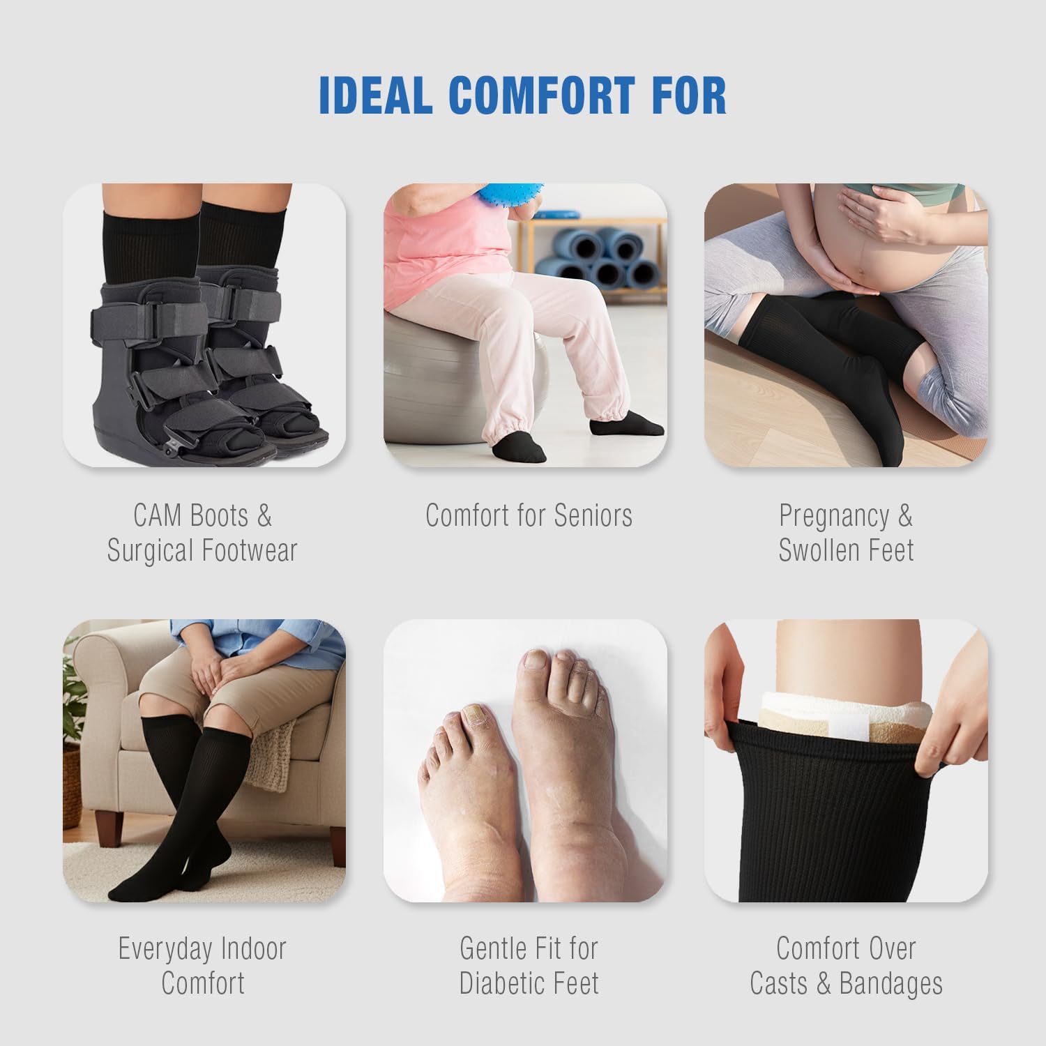 Extreme Wide Non-Slip Grip Diabetic Socks for Swollen Feet Men & Women - Stretch 30” Non-Binding Calf High Bariatric Socks for Hospital, XL-2XL - Image 7