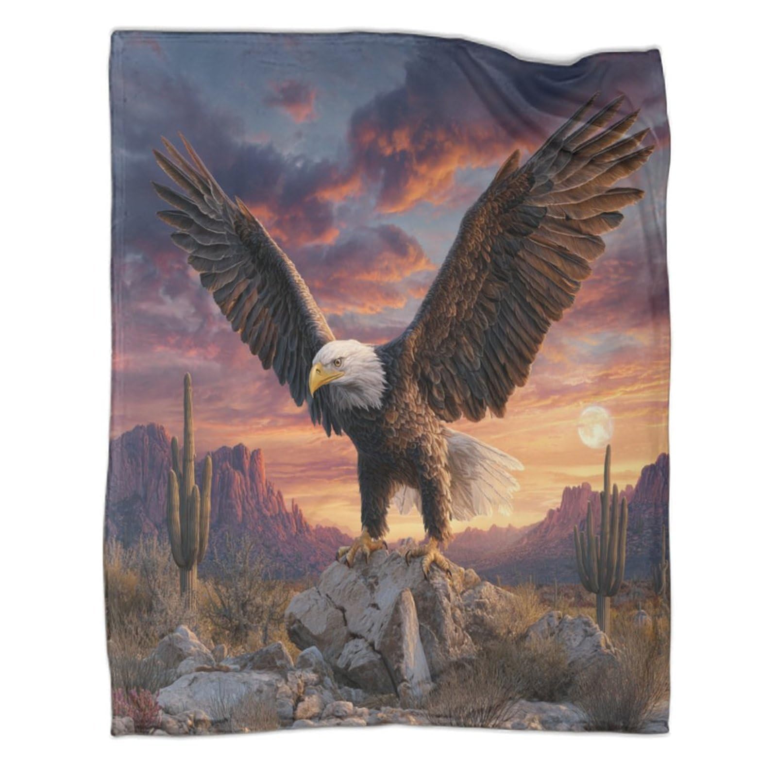 kaiyun An Eagle Spreads Its Wings And Lands on The Rugged Desert Rocks Outdoor Camping Printed Soft Breathable Warm Blanket Four Seasons Bedroom Bedspread 70x80inch(180x200cm)