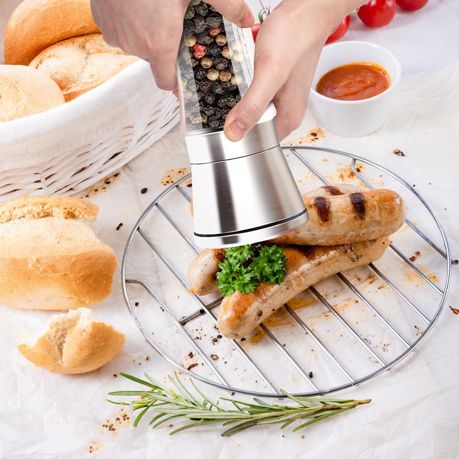 Salt & Pepper Grinder Set - Stainless Steel -7