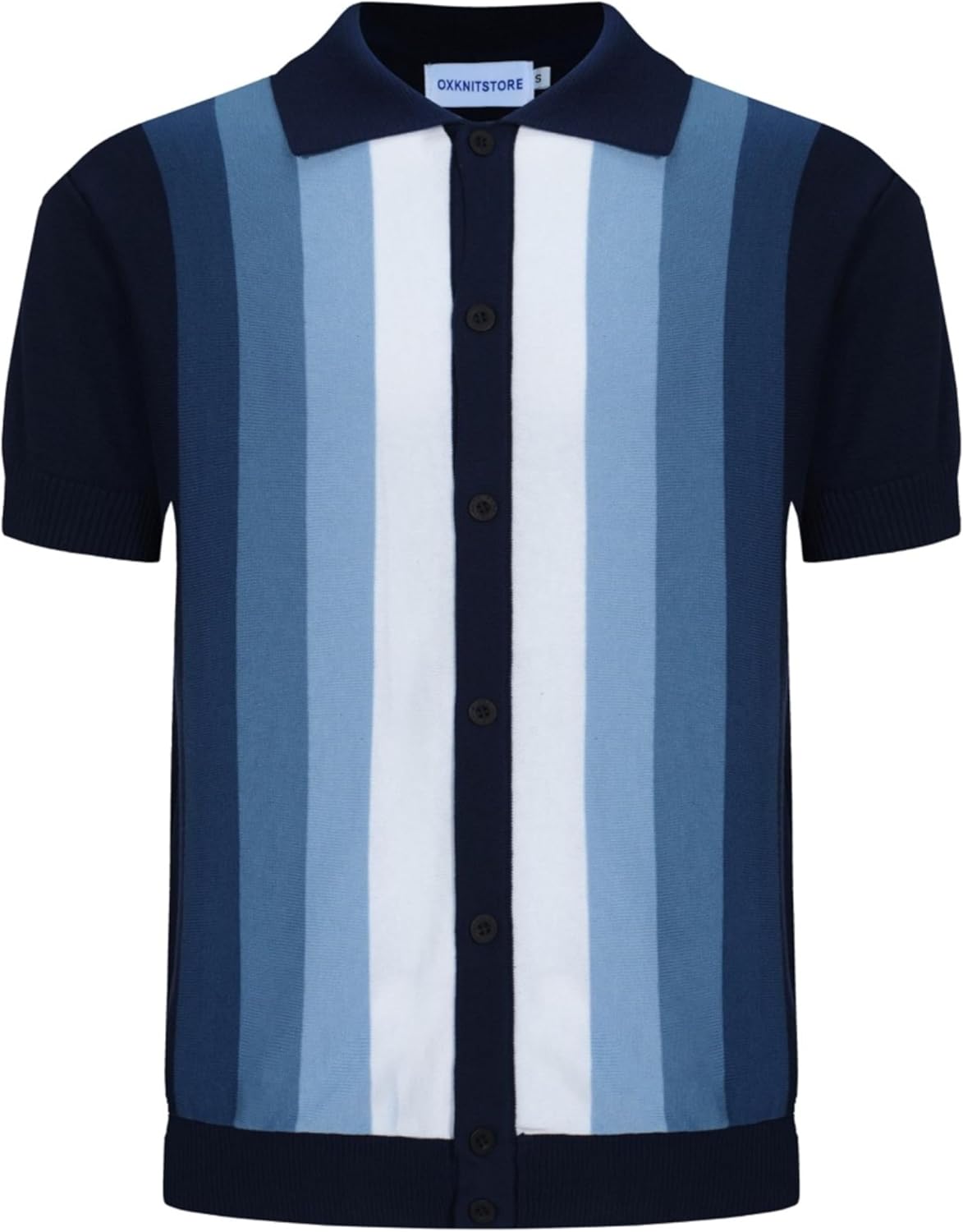 OXKNIT Men’s Knitted Vintage Polo, Gradient Stripe Short Sleeve Retro Polo Shirt for Men 60s&70s