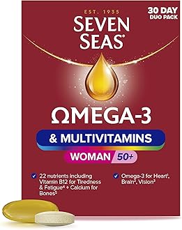 Omega-3 and Multivitamins Woman 50plus, with Vitamin B12 and Calcium, 30-Day Duo Pack, 30 Omega-3 Capsules and 30 Multivitamin Tablets