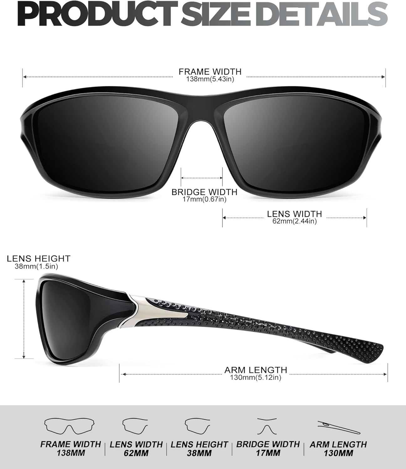 Polarized Sunglasses Men Sports Sunglasses for Men UV400 Sunglasses for Driving Golf Cycling Fishing Running - Image 4