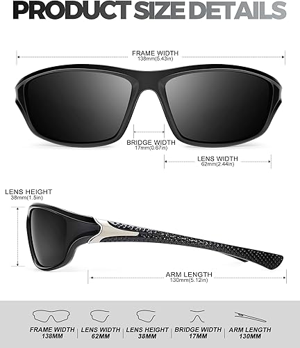 Miniatura 4 de Gafas de sol polarizadas para hombre, gafas de sol con protección UV400 para conducir, golf, pesca, correr