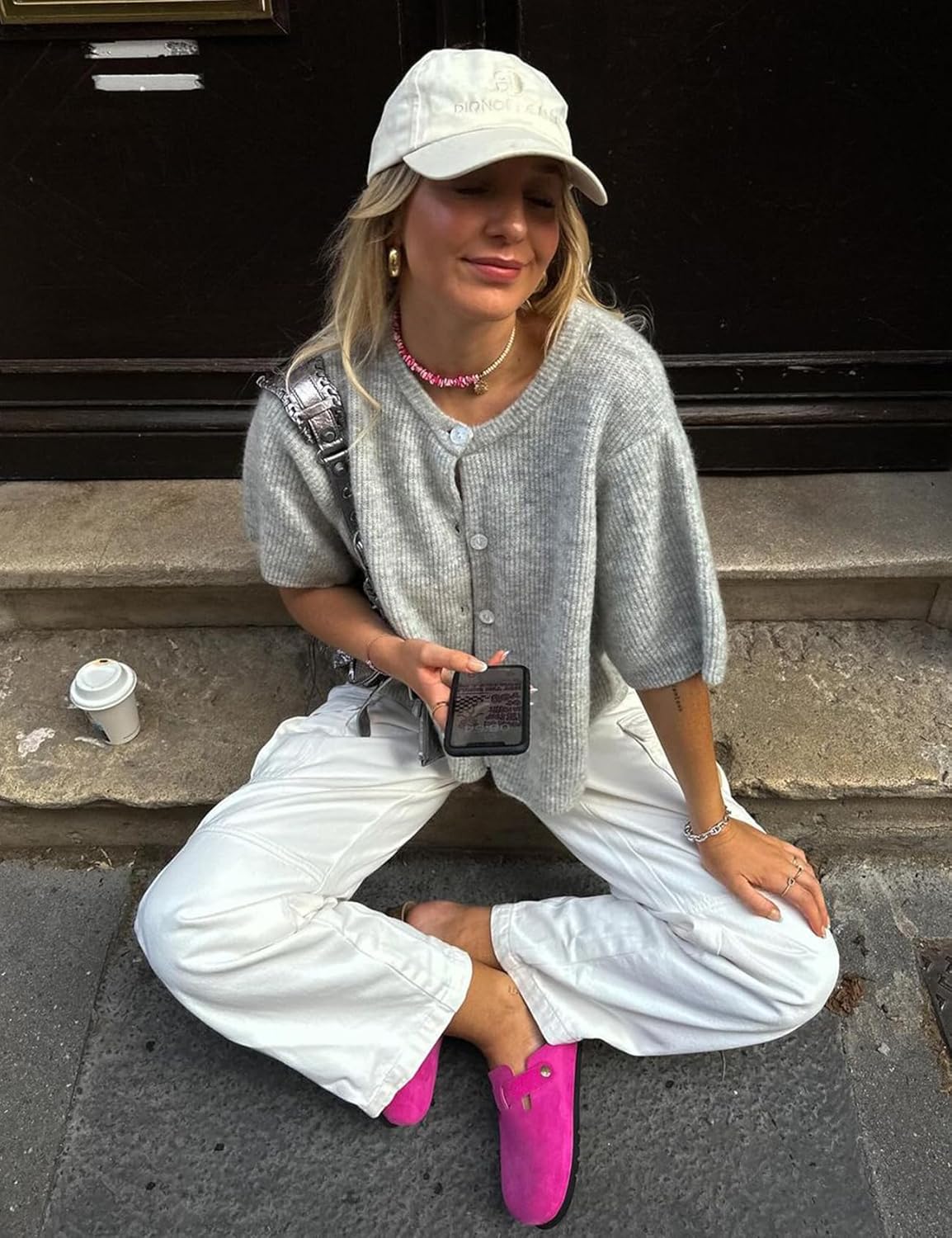 Arssm Women's Knitted Crop Cardigan Y2k Short Sleeve Button Down Cardigan Shirt Ribbed Knit Solid Color Lightweight Outwear - Image 5