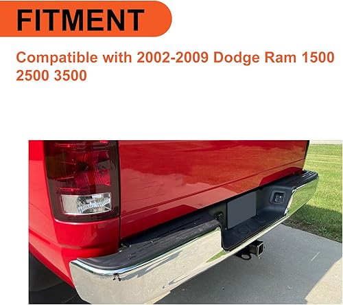 Miniatura 4 de ECOTRIC Conjunto de parachoques trasero compatible con Dodge Ram 1500 2500 3500 WLicense 2002-2009, luz de placa de repuesto para CH1103111