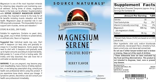 Miniatura 4 de Source Naturals Serene Science - Magnesio con sabor a bayas serenas, cuerpo pacífico, 9 onzas