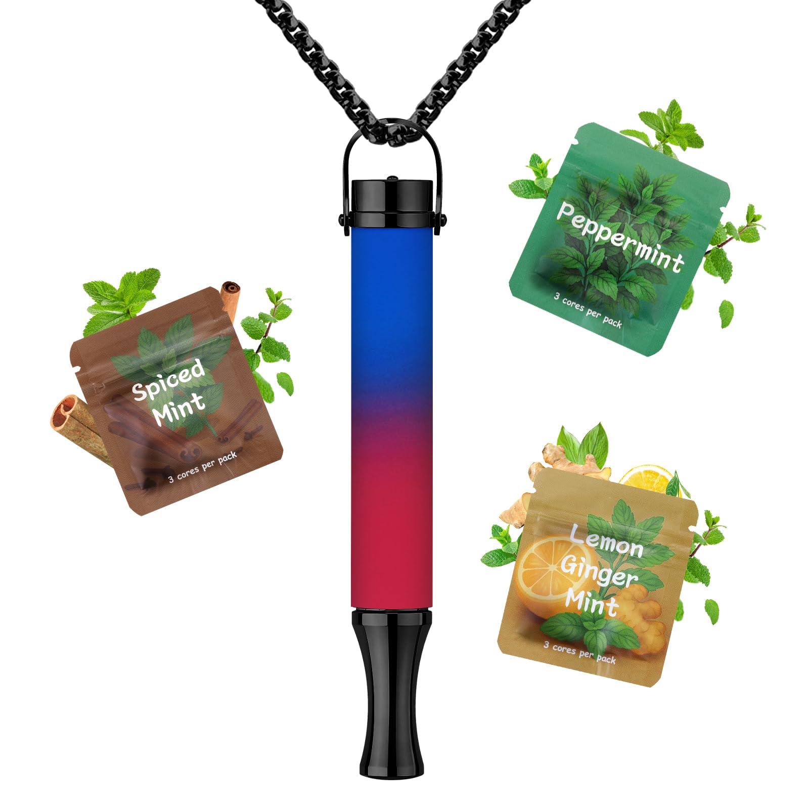 Atemhalskette Farbverläufe Einstellbare Resistance Atemtrainer mit Wechselbare Geschmack Filter, Modedesign Ideal als für Geschenkanlässe, Tragbar für Alltag und Reisen