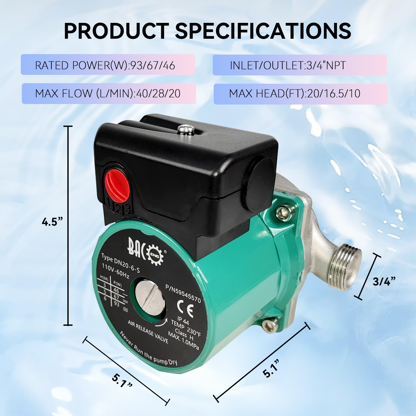 HOBART 324093 UP60 315 LAVATRICE RISCIACQUO POMPA RICHIAMO