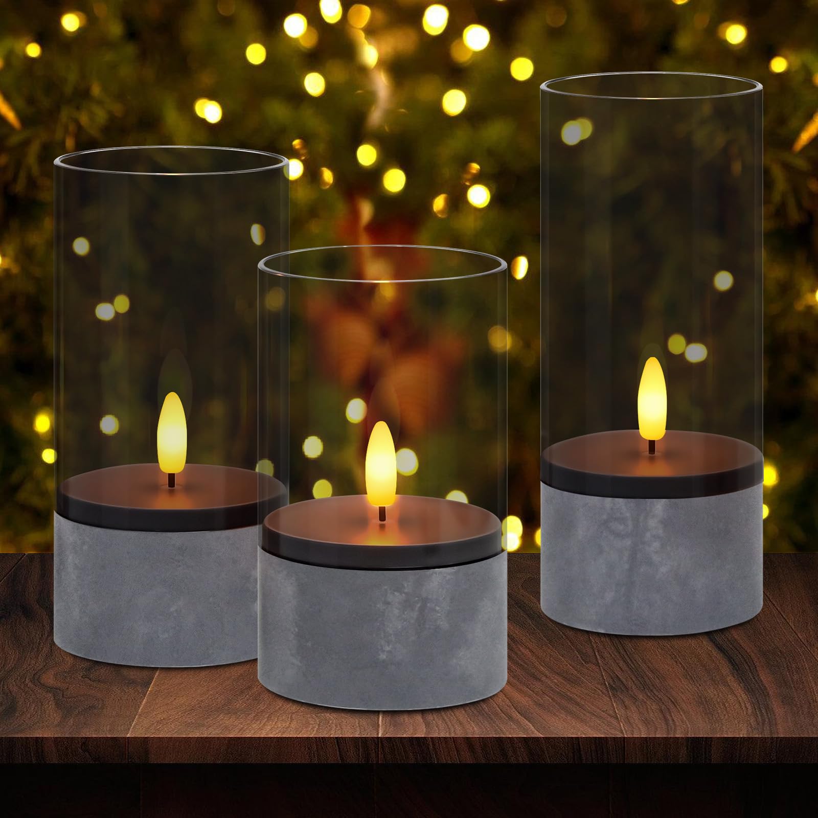 Dixmas LED kerzen 3 teilige Flammenlose Kerzen, Elektrische Kerzen für Weihnachten Deko Schlafzimmer, Badezimmer