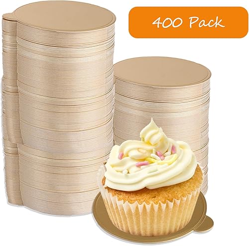 Miniatura 5 de CYEAH 400 mini tablas para tartas, tableros redondos de 3 pulgadas de mousse dorados, bases de mini tartas, cartón para cupcakes, postres, cartones