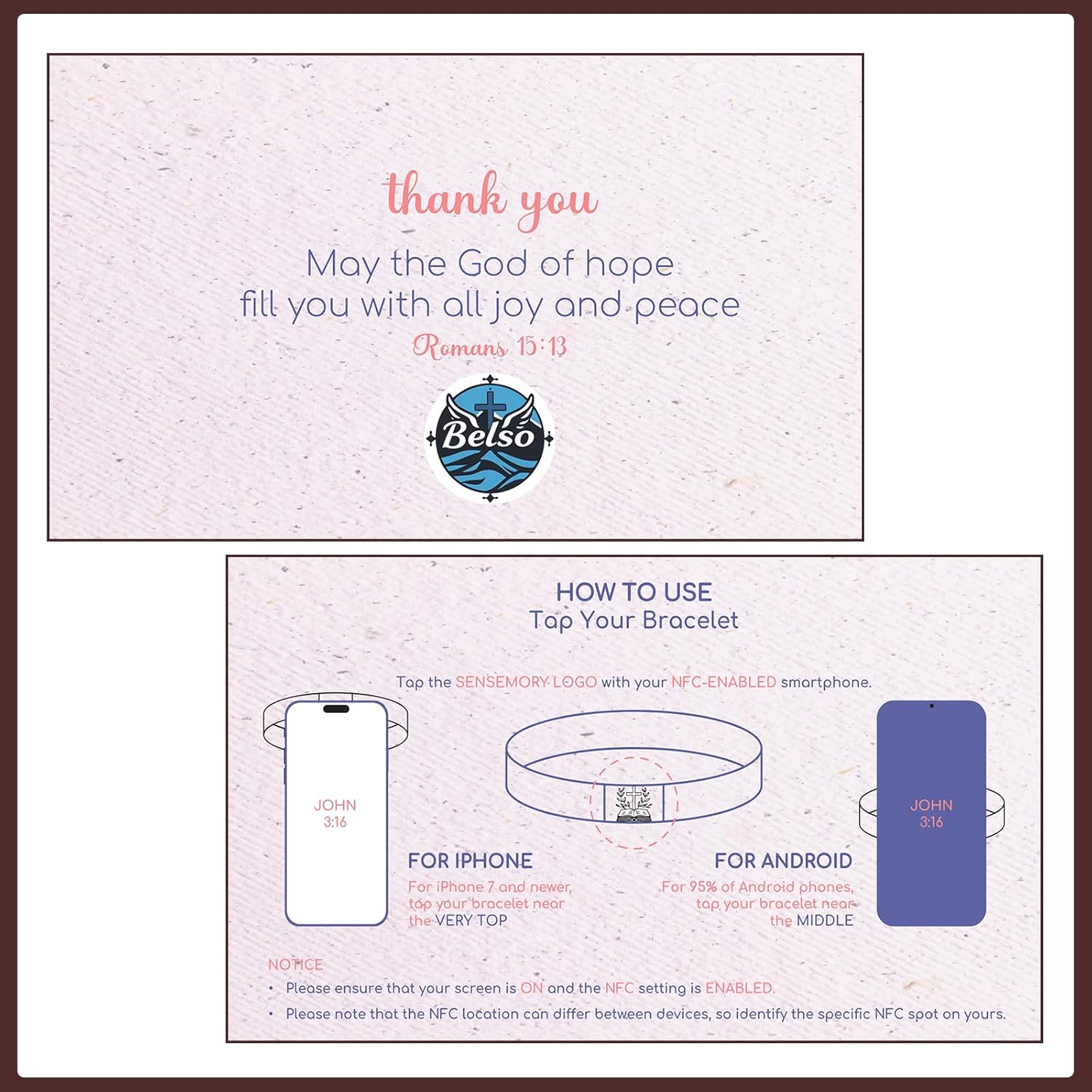 BELSO Bible Verse Bracelets with NFC for Women Men, Christian Daily Bible verse Wristband, Durable Elastic Christian Bands, Reversible Band, Red - Image 6