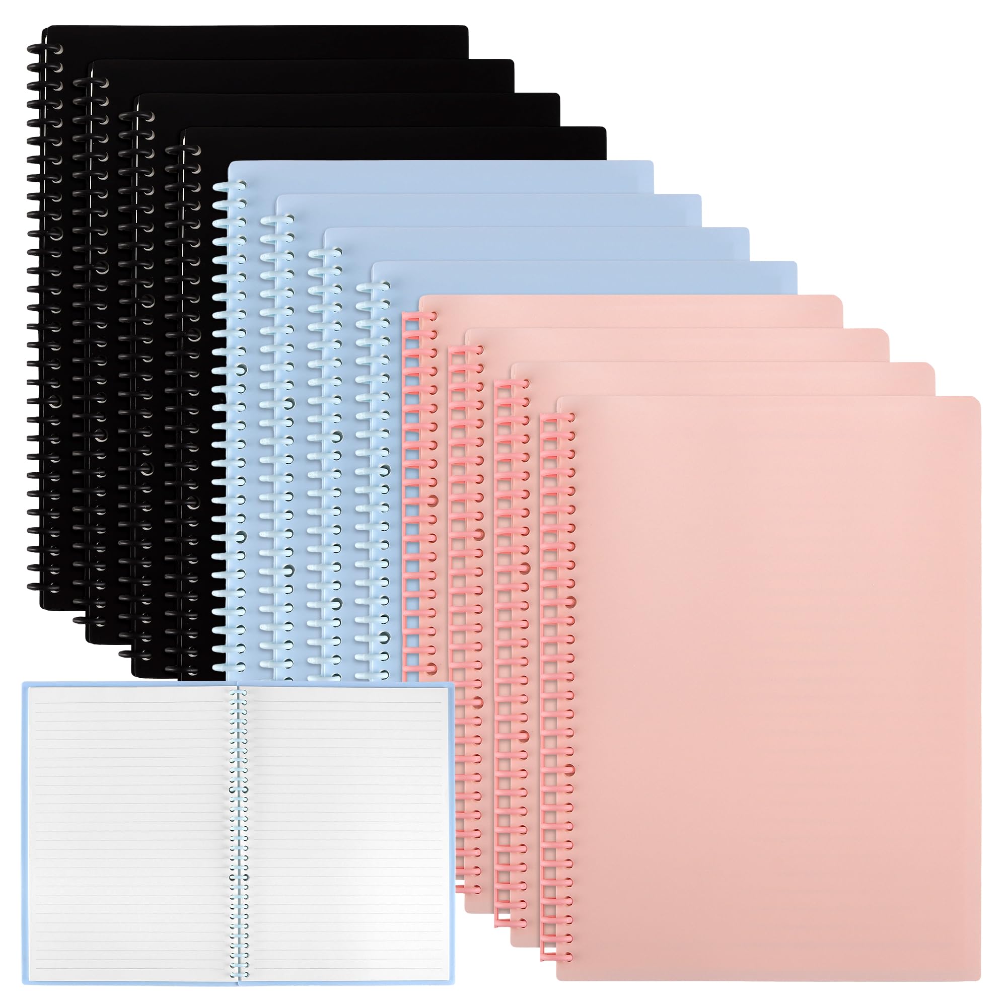 MUKSUET 12 Pack A4 Hardback Wirebound Notebook with Lined Pages, 60 Sheets 120 Pages Professional Spiral Notepad for Office, Journaling, Meetings, Assorted Colours