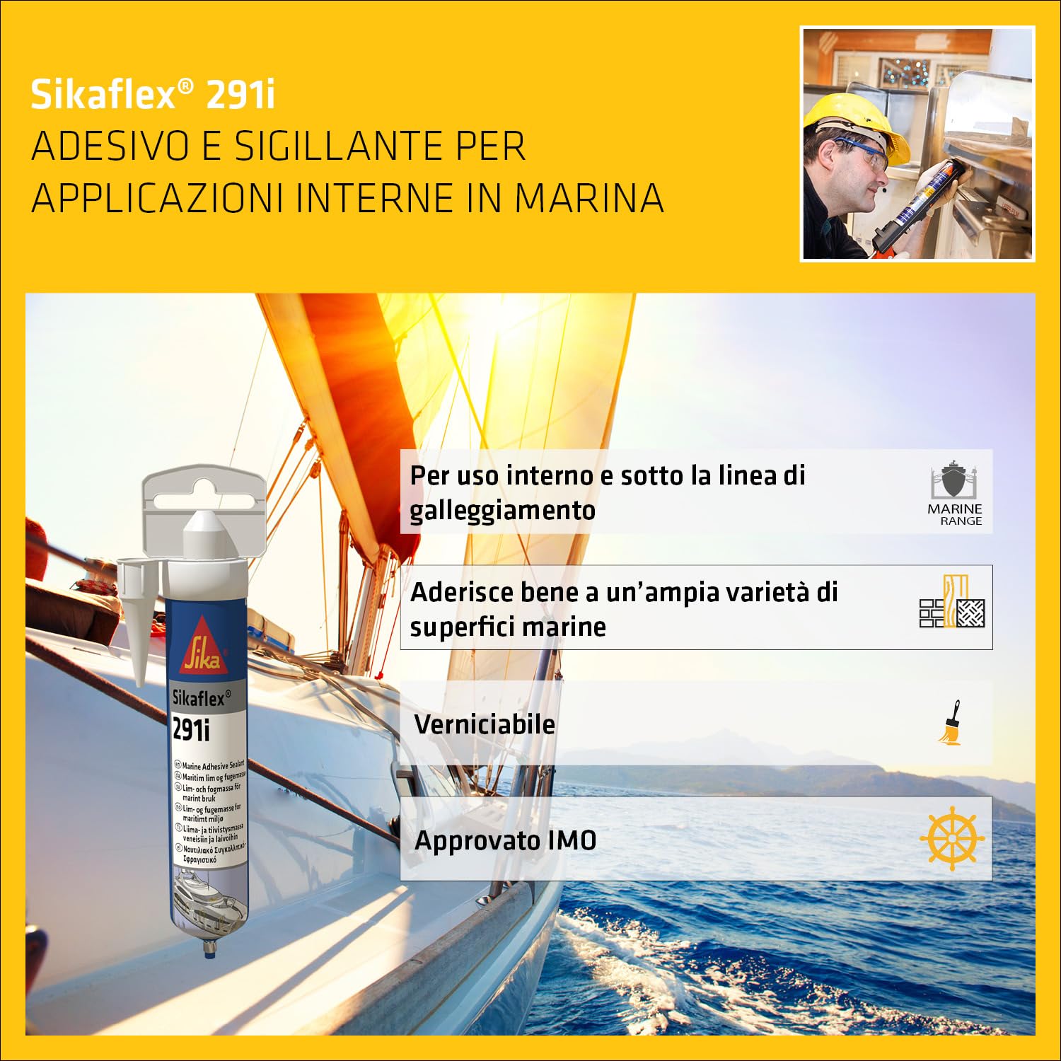 Sika - Sikaflex 291i, Bianco - Adesivo sigillante multifunzionale - Applicazioni in campo nautico resistenti alle vibrazioni - Mini Unipack da 70ml | Per applicazioni marine, altamente elastico e verniciabile, inodore, resistente agli agenti atmosferici