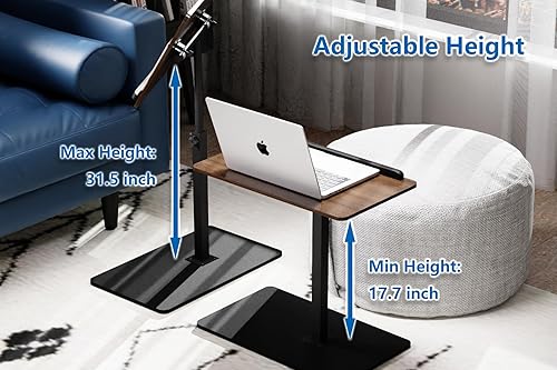 Miniatura 5 de Mesa auxiliar en forma de C, 20 pulgadas de ancho x 14 pulgadas de largo, altura ajustable de 17 a 31 pulgadas, escritorio giratorio y giratorio,