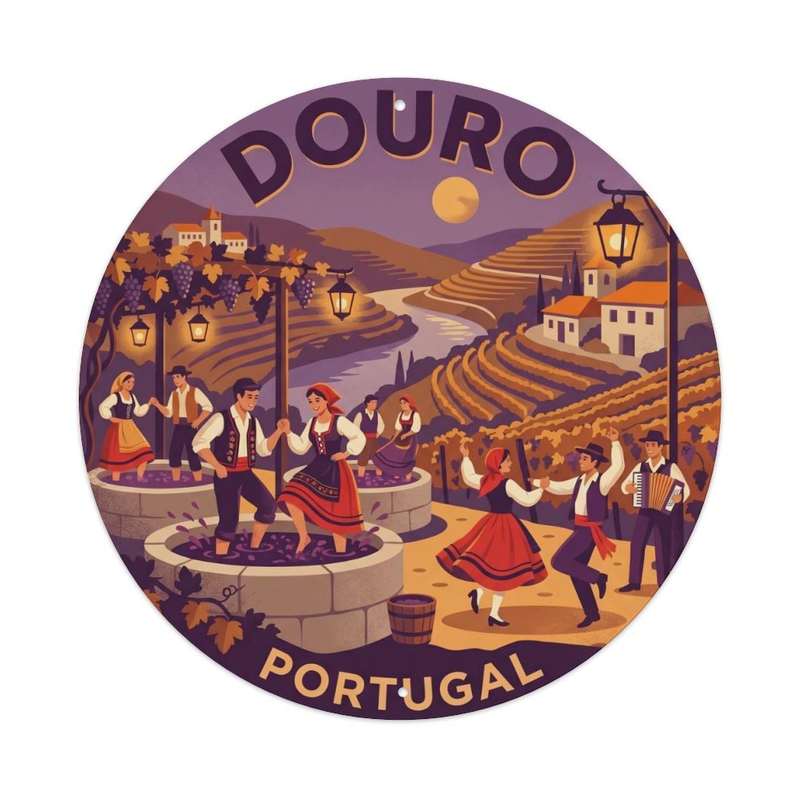 Olyhtr 8X8inch Classic Style Portugal Douro Harvest Festival Regional Cuisine Metal Tin Sign
