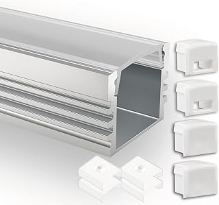 INNOVATE LED Profil 2m Set U-12 STANDARD [17x13mm Weiß-Milchig Aluprofil Diffusor Endkappen Montagematerial] Aluminium Profil LED Streifen 2m Indirekte Beleuchtung Wohnzimmer I Alu U Profil Silber