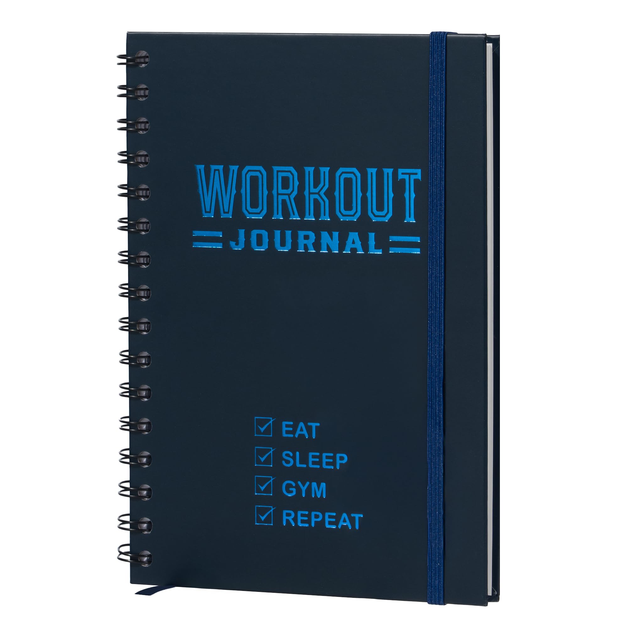 Nextnoid Hardcover Fitness Journal Workout Planner for Men & Women - A5 Sturdy Workout Log Book to Track Gym & Home Workouts - Navy Blue