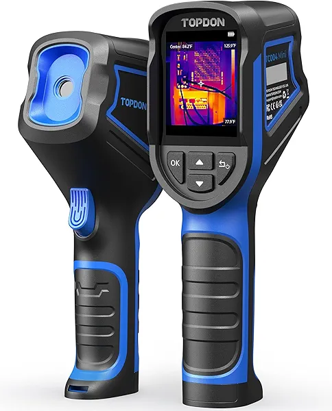 TOPDON TC004 Mini Handheld Thermal Imaging Camera, 240 x 240 TISR Resolution, -4°F to 842°F, 15-Hour Battery Life, 128 x 128 IR Resolution, 25Hz Infrared Camera, High/Low Temp Alerts, Auto Shutdown