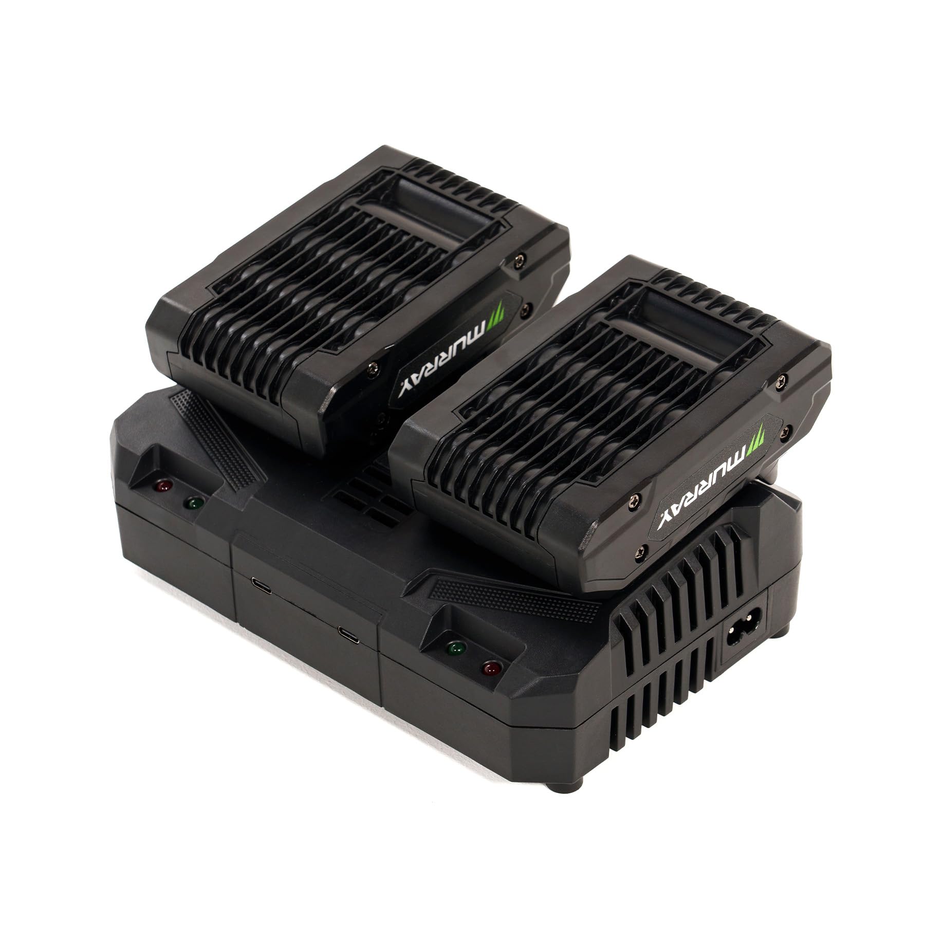 Murray Caricabatterie Doppio 20V MU-BAT-DC4A – Caricatore Rapido con Corrente di Carica 4A – 2 Porte USB-C, Indicatore LED – Inclusi Spine EU & UK – Compatibile con Batterie 20V