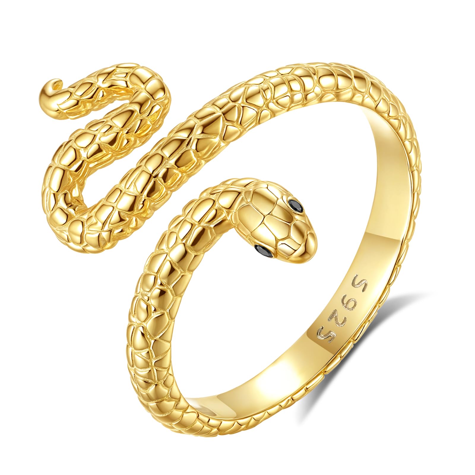 S925 Sterling Silber Schlange Ring für Damen Herren, Vintage Verstellbarer Schlangen Ringe Offener Ring Mit Schlange Schmuck, Geschenk für Herren Frauen