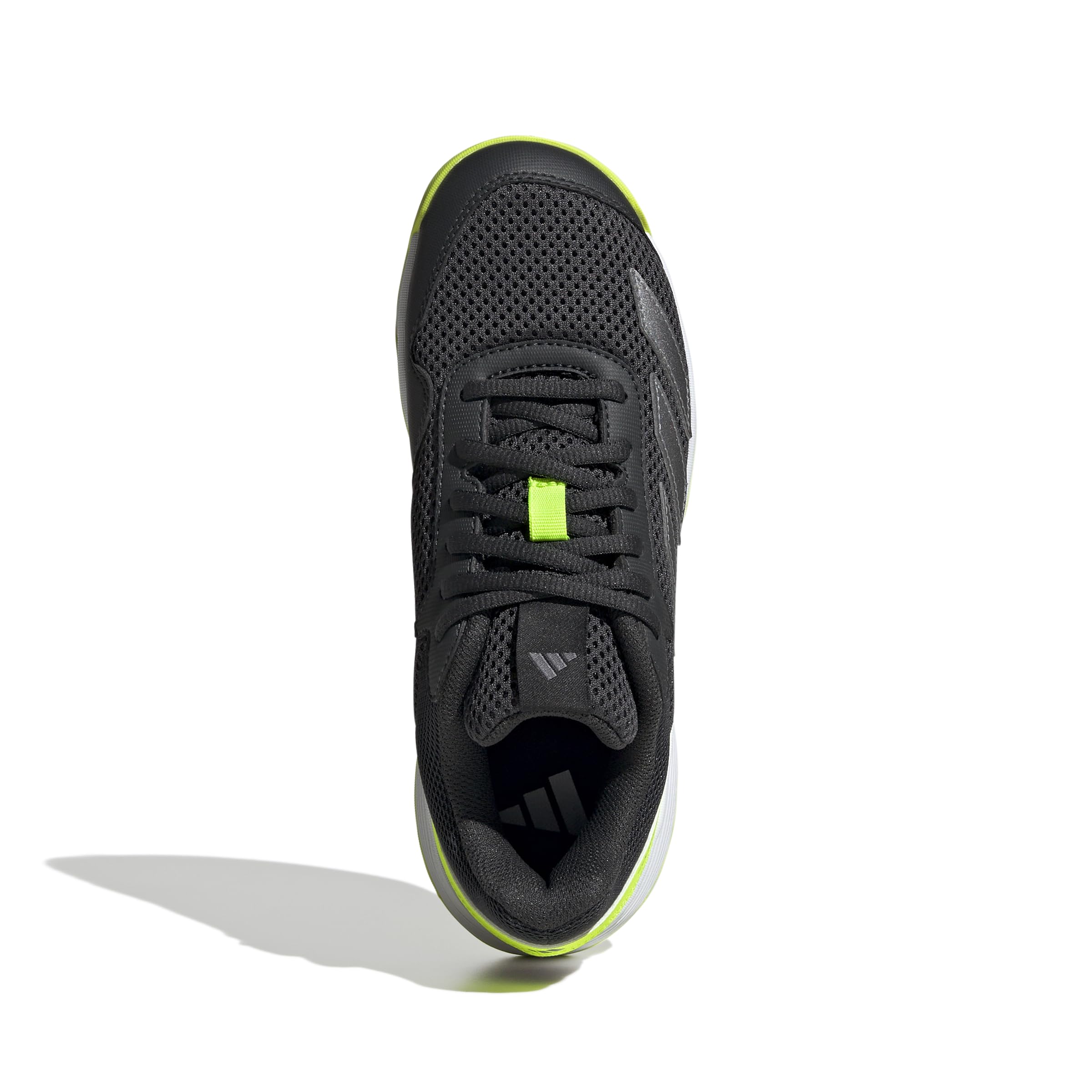adidas Uniseks - dzieci Courtflash Kids Tennis Shoes, Carbon/Iron Metallic/Lucid Lemon, 34 EU