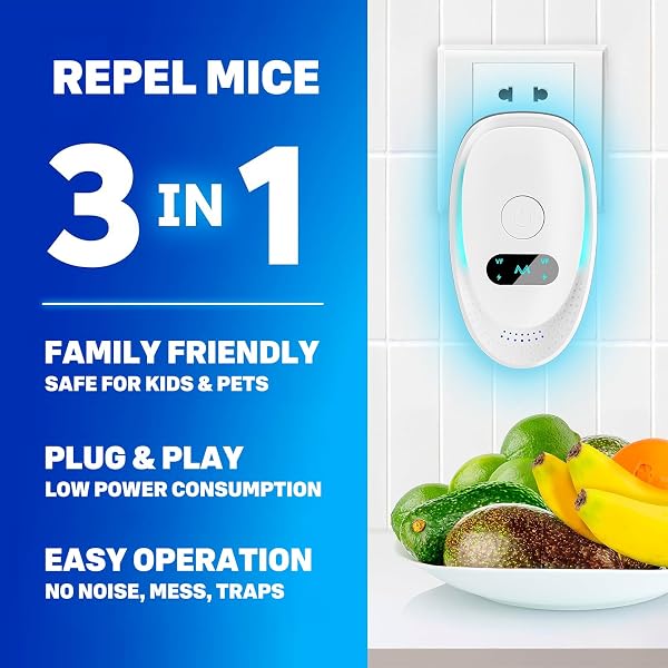 Padonco Ultrasonic Pest Repeller Plug In – 4 Pack Mouse & Rodent Repellent for Home, Garage & Attic, Electronic Rat Control Device for Mice, Ants & Spiders, Safe for Pets & Children - 5