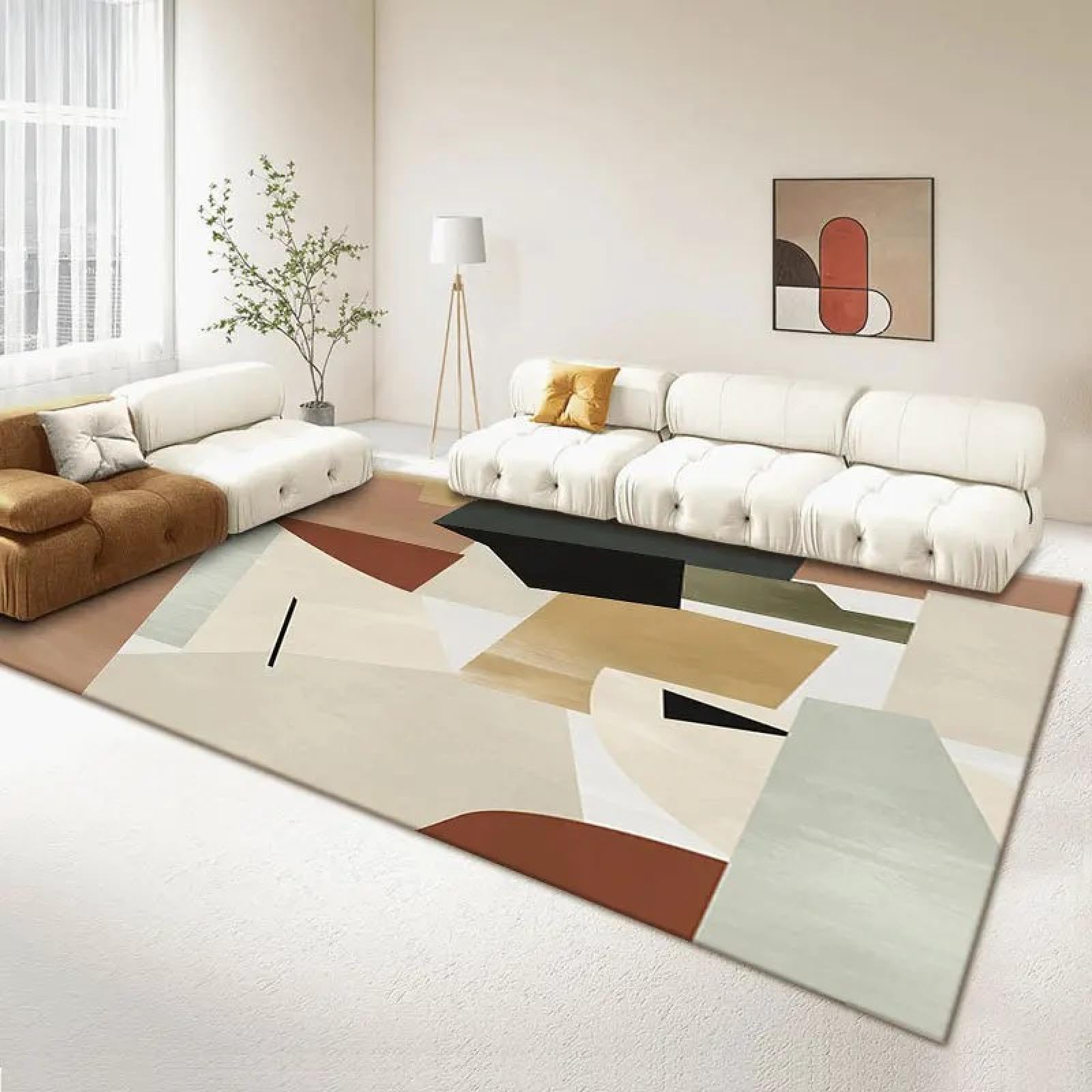 Tapis abstrait de salon grand format pour réchauffer l'ambiance de la maison