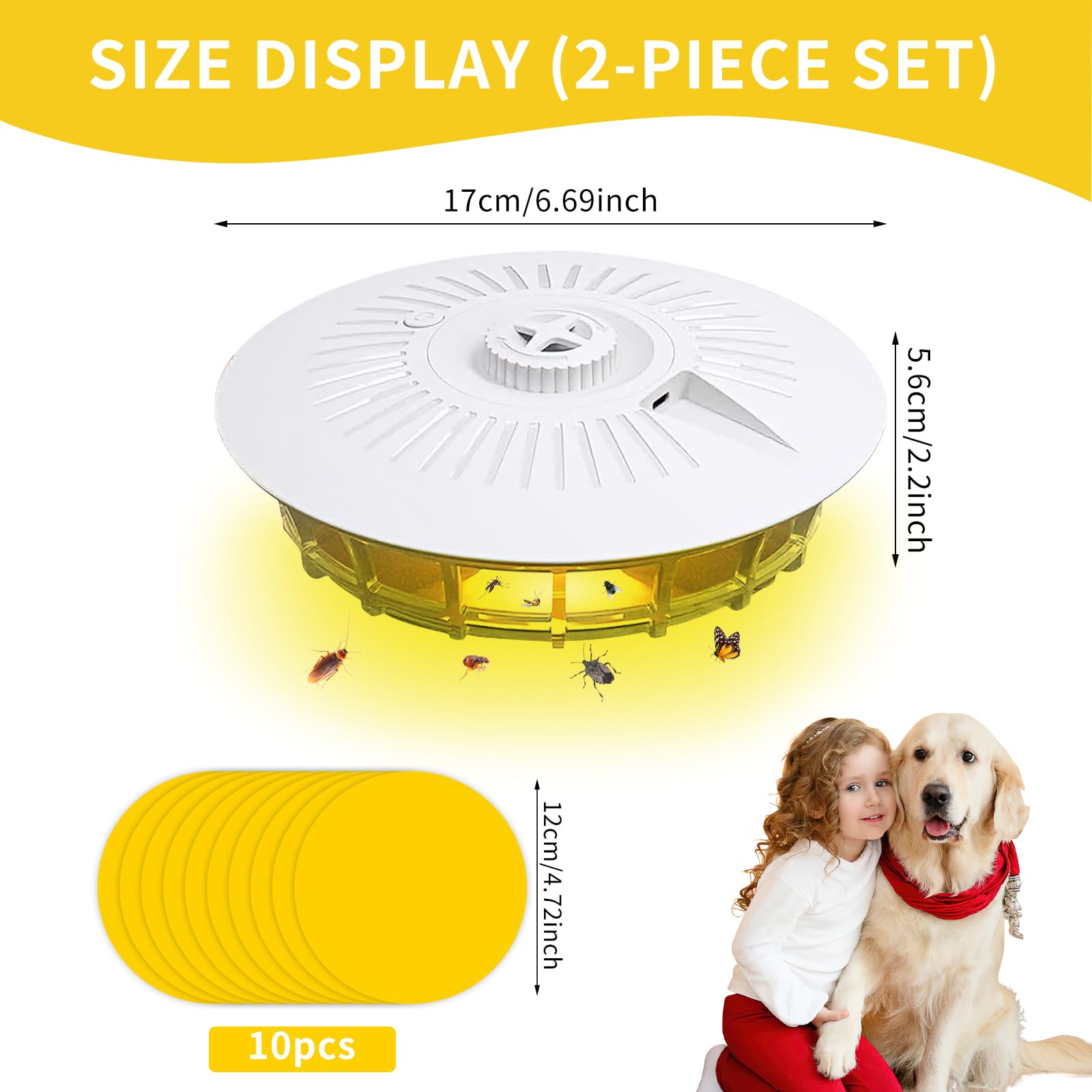 2 PCS Trappola Cimici, Trappola per Pulci per Casa, Trappole per Cimici da Letto e Cimici Sticky Dome, Trappole per Pulci con 10 Dischi Adesivi per Soggiorno, Camera da Letto, Cucina