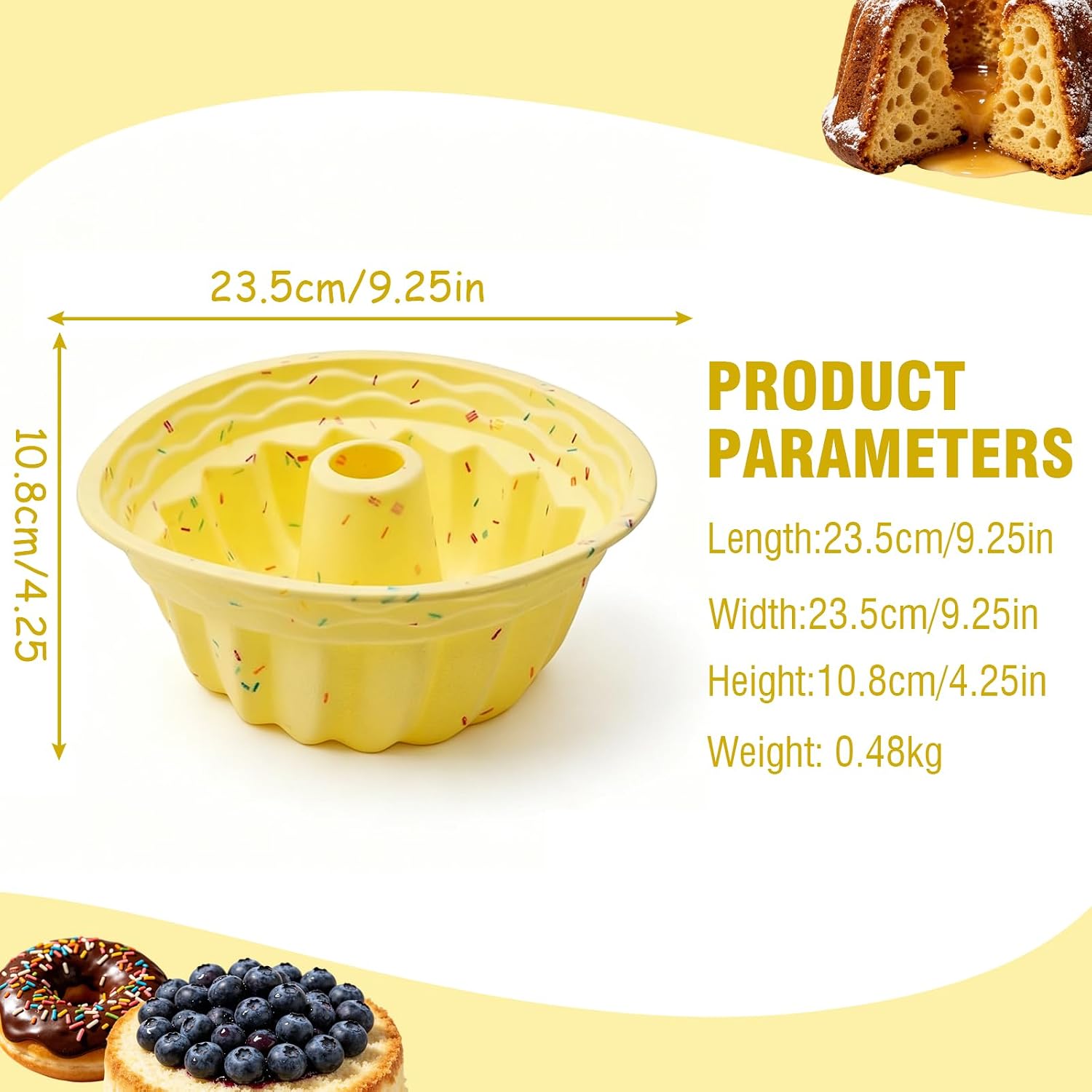 9 Inch Silicone Fluted Tube Cake Molds,Nonstick Bundt Cake Pan,Easy Release Baking Mold for Cakes Bread-Flower