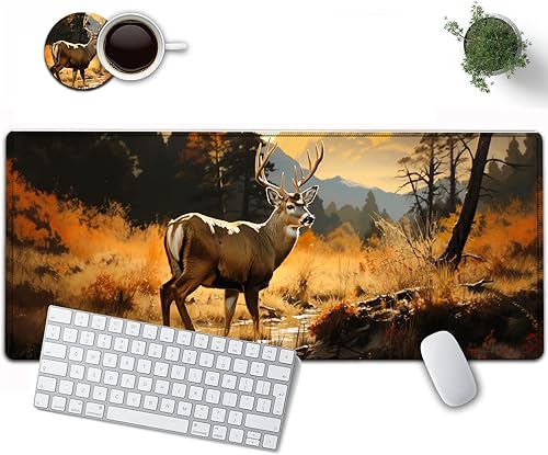 Miniatura 8 de Alfombrilla de mouse grande de 31.5 x 11.8 pulgadas, extendida para juegos con bordes cosidos, protector de alfombrilla de mouse XXL, base de goma