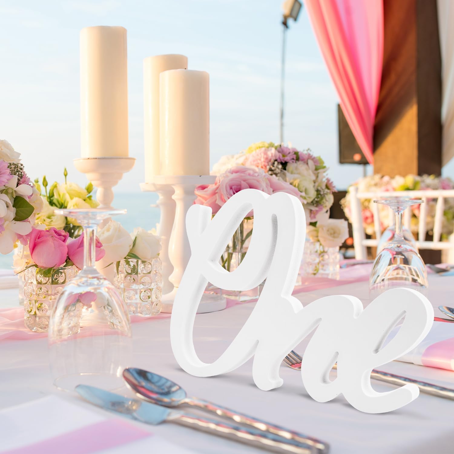 1st Year Birthday One Sign Wooden Table Centerpiece for First Birthday DIY Party Decorations Photo Booth Prop White Letter 32 x 21 cm- Cliths-image-9
