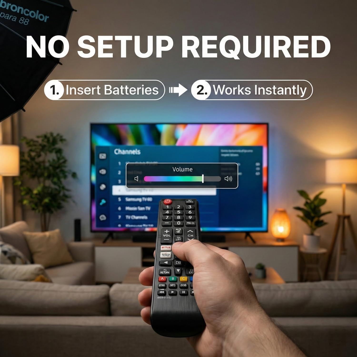 BN59-01315J - Mando a distancia de repuesto para Samsung Smart TV, no requiere configuración, con teclas de acceso rápido para Netflix para Prime Video para Samsung Plus TV y 2 pilas AAA incluidas