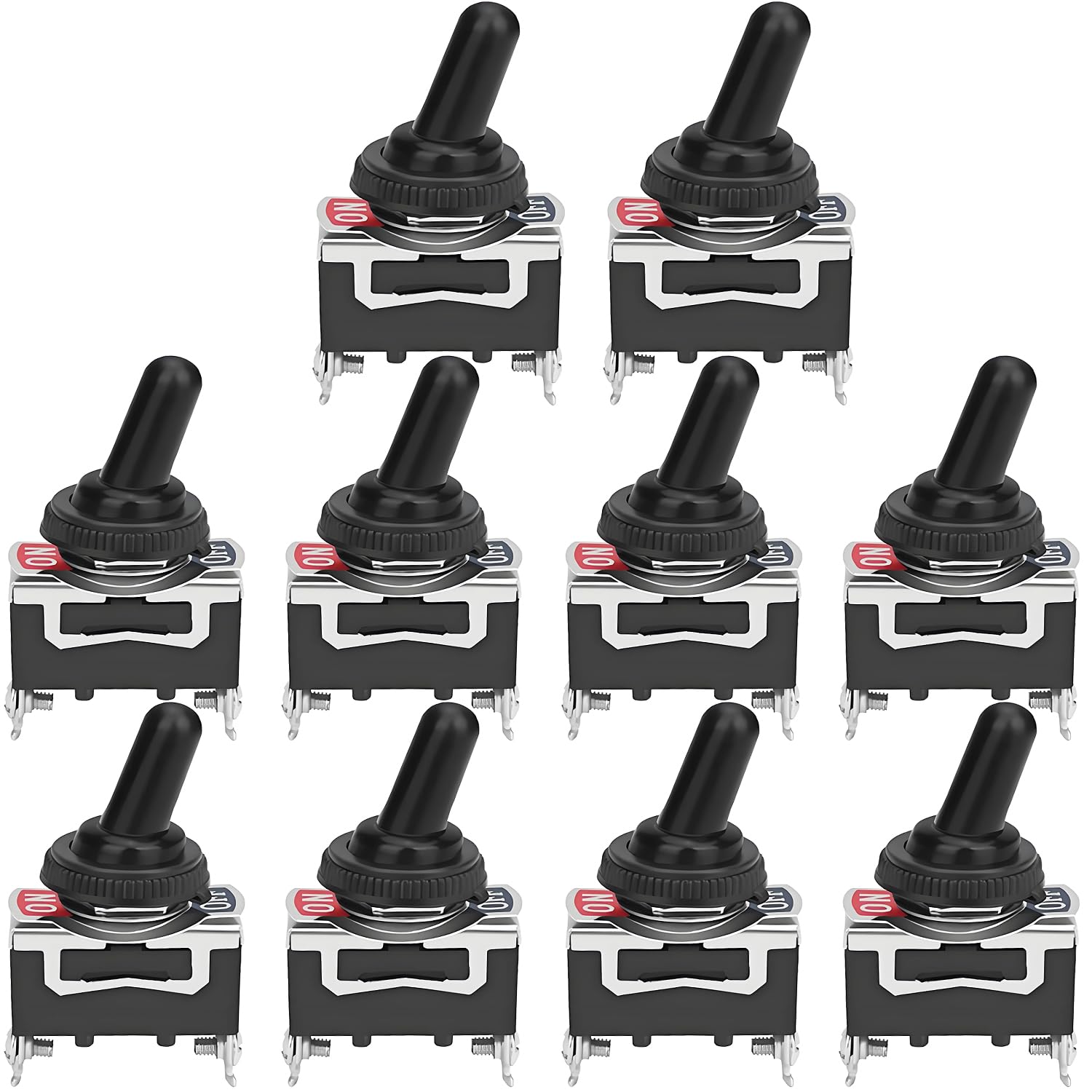 10Pack Black 3 Position 3 Pin ON-Off-ON Metal Toggle Switch 15A 250V Heavy Duty Toggle Switch