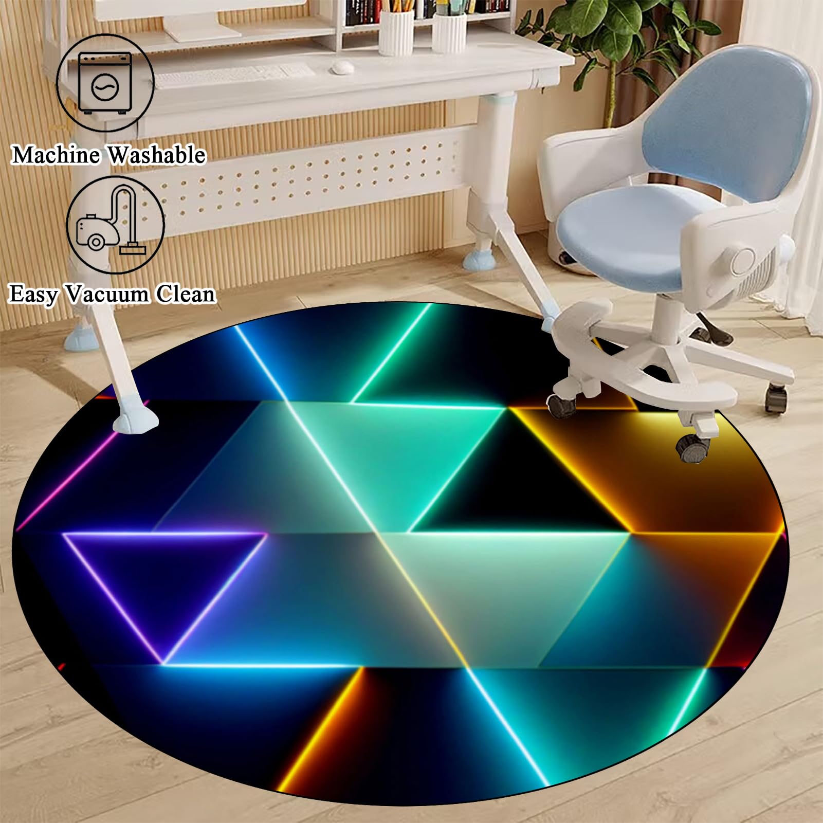 Protège Sol sous Chaise Tapis de Chaise de Bureau pour Moquette et Sol Dur, 90 cm Tapis Gaming Sol Tapis de Chaise de Bureau Tapis Protecteur de Sol pour fauteuils de Gaming Tapis Rond