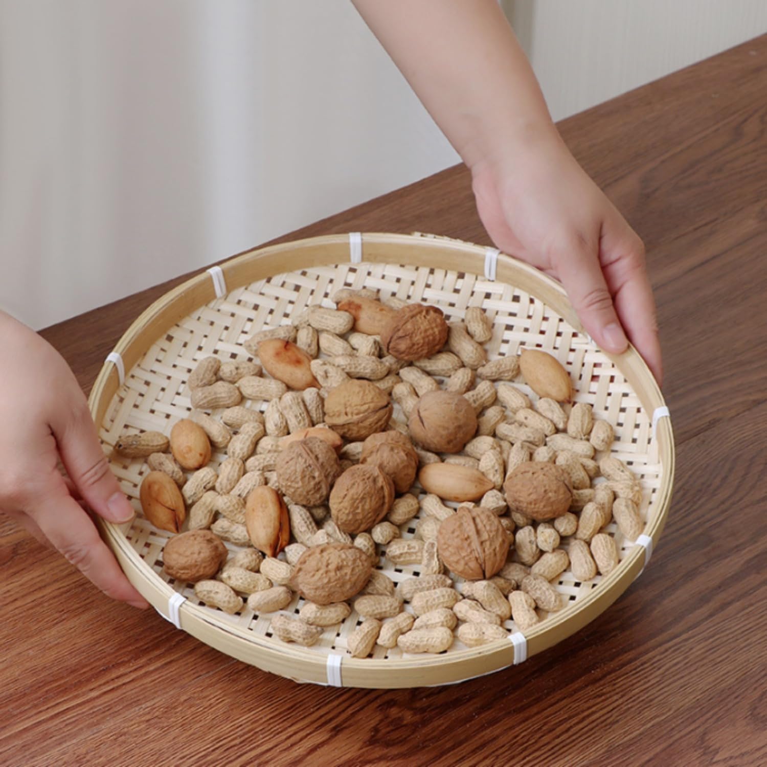 干す用の竹ざる 天然竹製 竹盆ザル 野菜干しバスケット 竹編み収納かご 通気 乾かす 乾燥 陰干し 青竹もり皿 防塵 害虫制御 パン