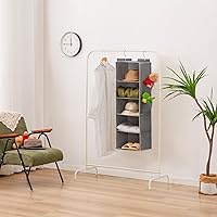 Vista 6 de YOUDENOVA Organizador colgante de armario, 5 estantes de almacenamiento para colgar, color gris